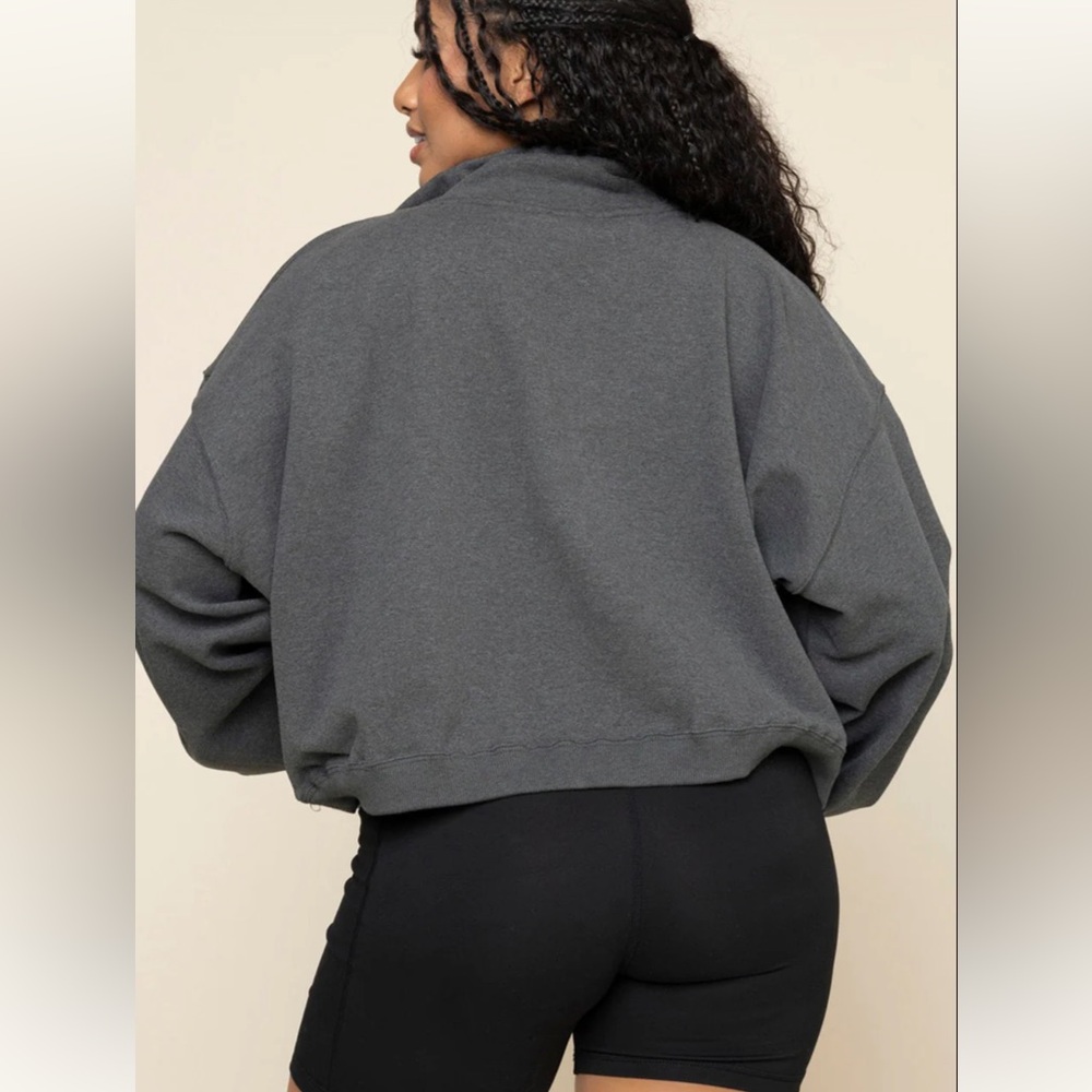 Popflex Ooey Gooey Grey Pull-On Snap Half Zip Sweatshirt - XXS/XS (runs big) - Picture 3 of 8